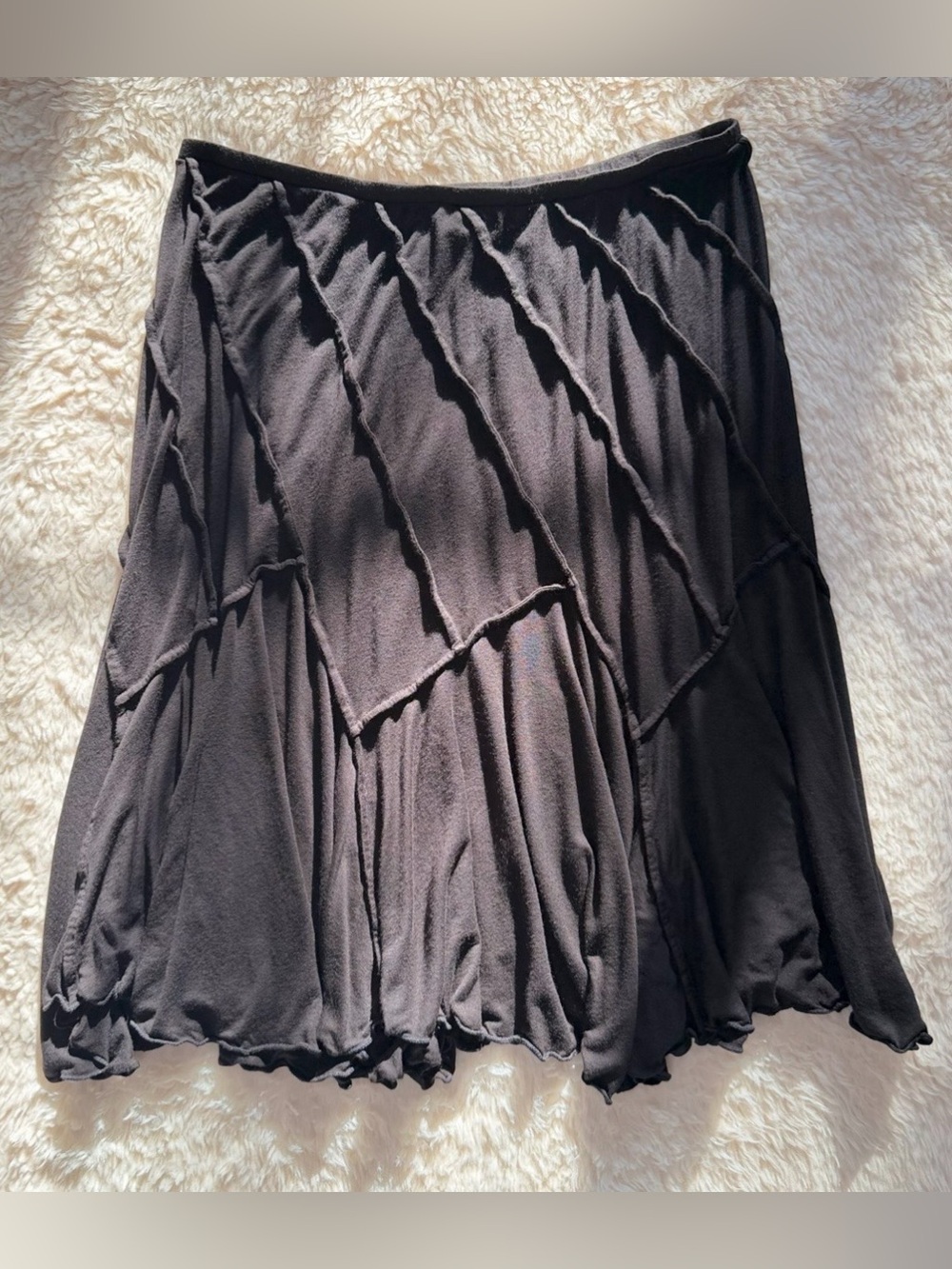 Y2K Vintage Max Edition Midi Skirt Asymmetrical Flowy Ruffle Hem Grunge Womens M